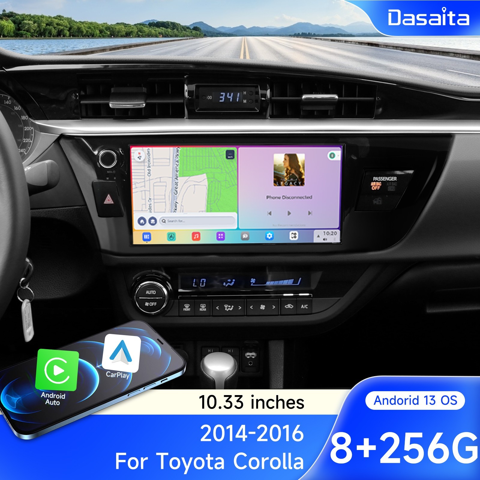 Dasaita Vivid13 Car Stereo for Toyota Corolla 2014-2016 DTS BT WiFi 10.33″ Radio