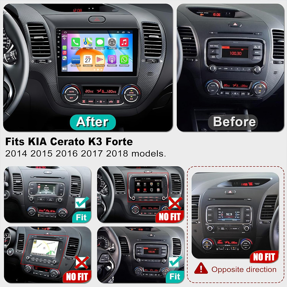 For KIA Forte 2014-2018 Android 12 Apple Carplay Car Radio GPS Navi Stereo +CAM