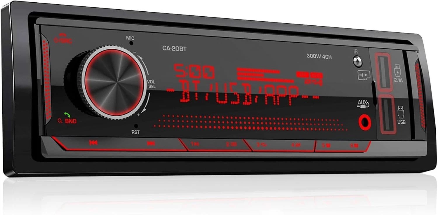 Single Din Stereo Marine Radio: Bluetooth Car Audio Receivers with Digital LC…