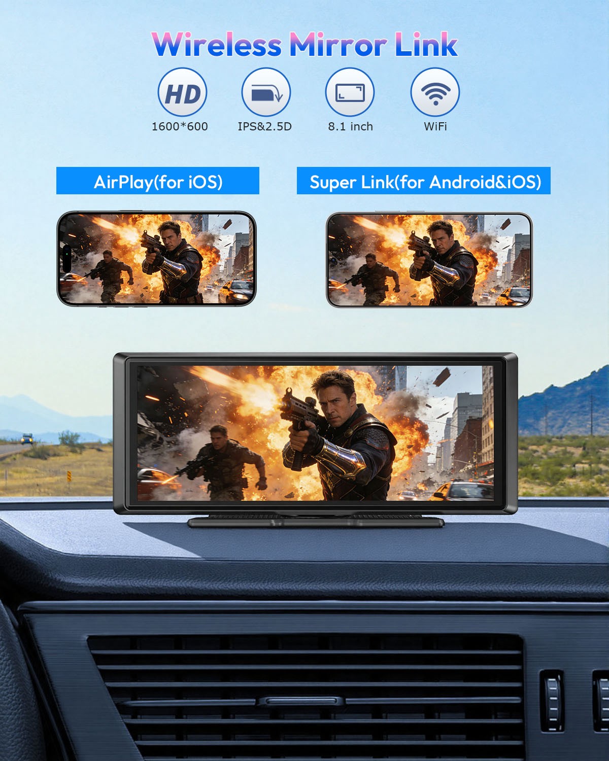 8.1″ Smart In-vehicle Touchscreen Portable Car Stereo Radio Carplay Android Auto