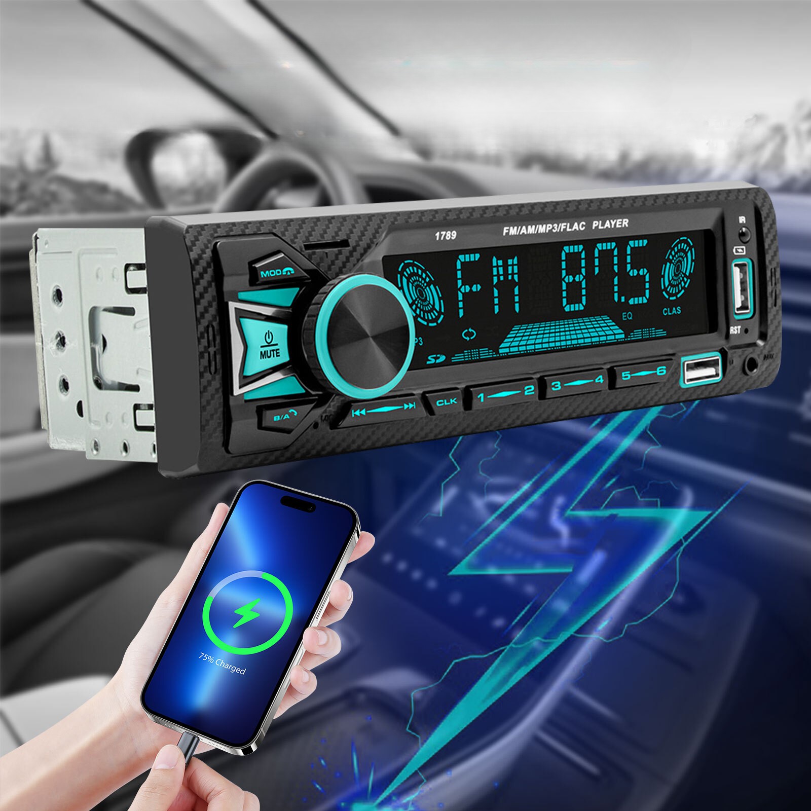 Single 1 DIN Car Stereo Radio Bluetooth MP3 Player AUX USB AM FM Audio Receiver