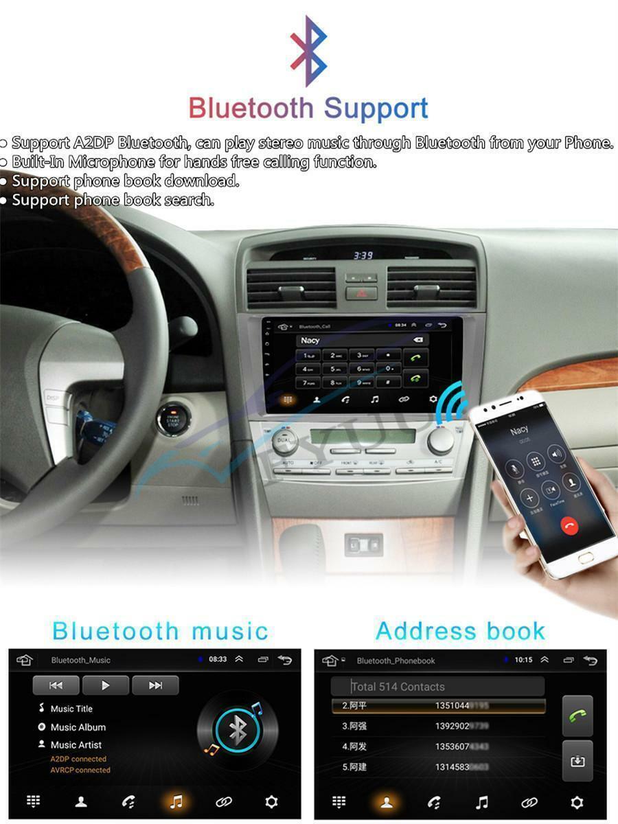 Android 9.1 Quad-core 9″ GPS RAM 2GB ROM 32GB BT DAB Wifi OBD For Camry 2007-11