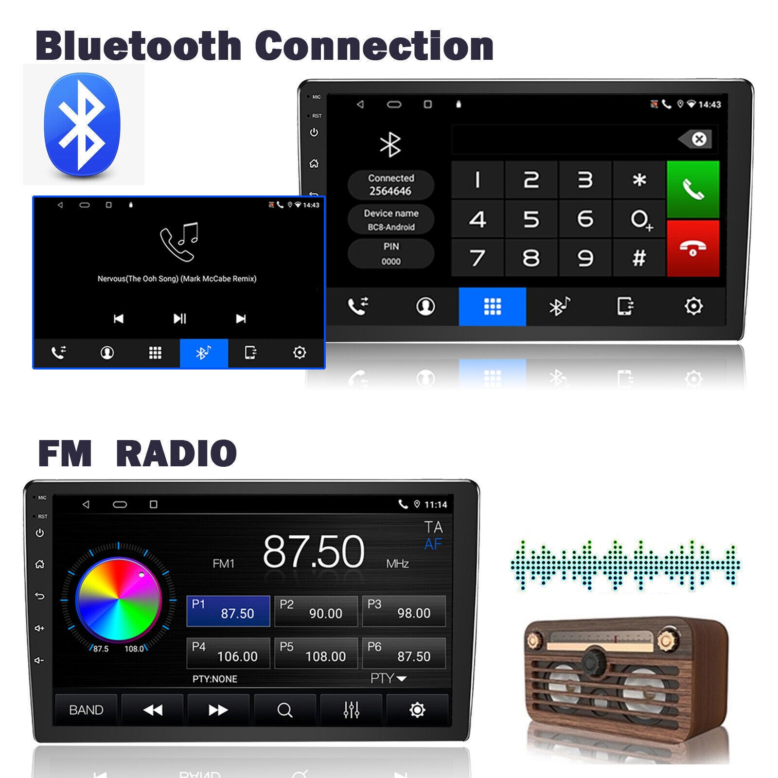 4+64GB 2DIN Rotatable 10.1” Android 13 Touch Car Stereo Radio GPS Wifi Carplay