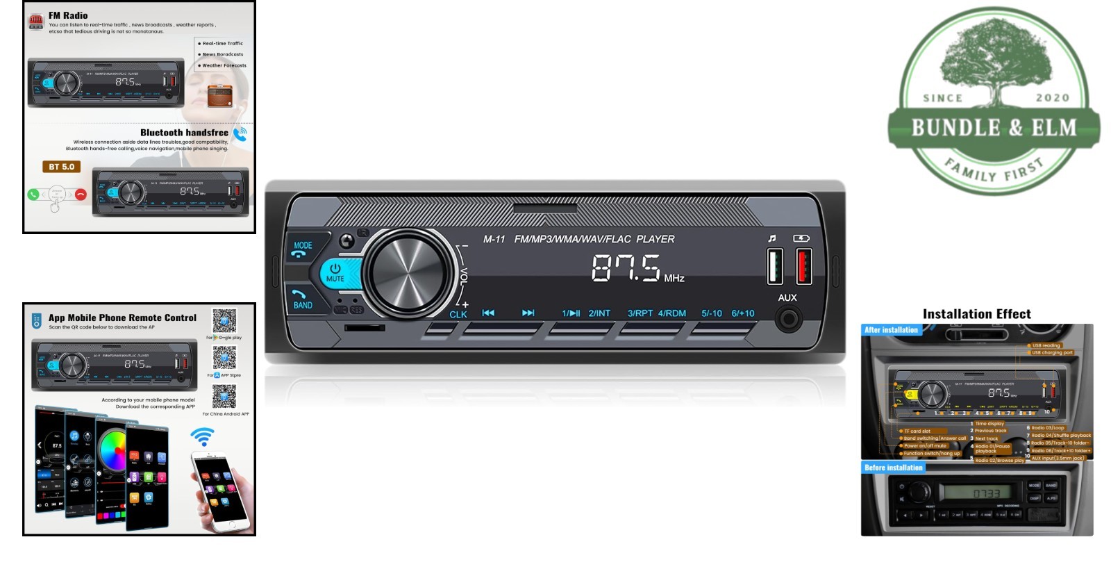Single Din Car Stereo Bluetooth 5.0 FM RDS MP3 USB AUX Voice Control