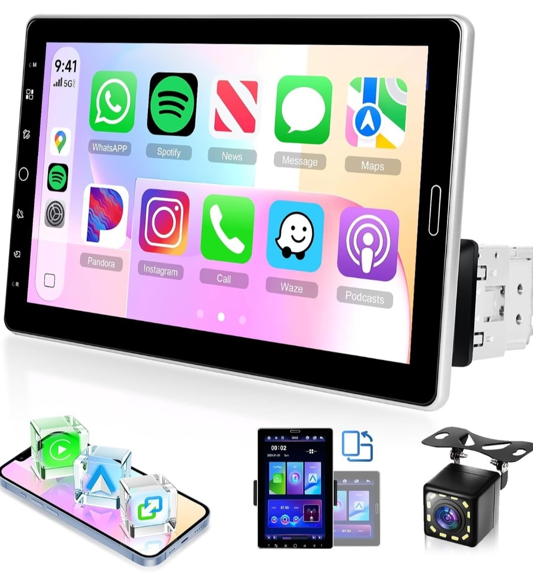 10.1″ Single Din Car Stereo Wireless CarPlay Android Auto Touchscreen Bluetooth