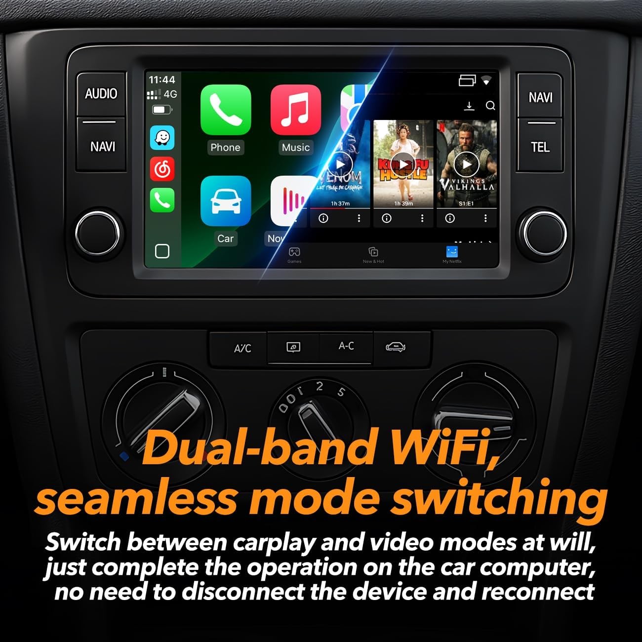 Wireless CarPlay WIFI AI box Android Auto Adapter Converter w/ Netflix YouTube