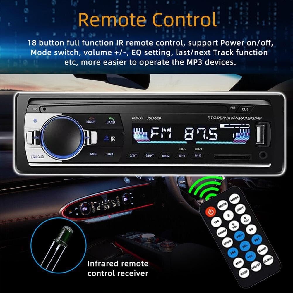 Bluetooth Car Stereo Audio In-Dash FM Aux Input Receiver SD USB MP3 Radio Player