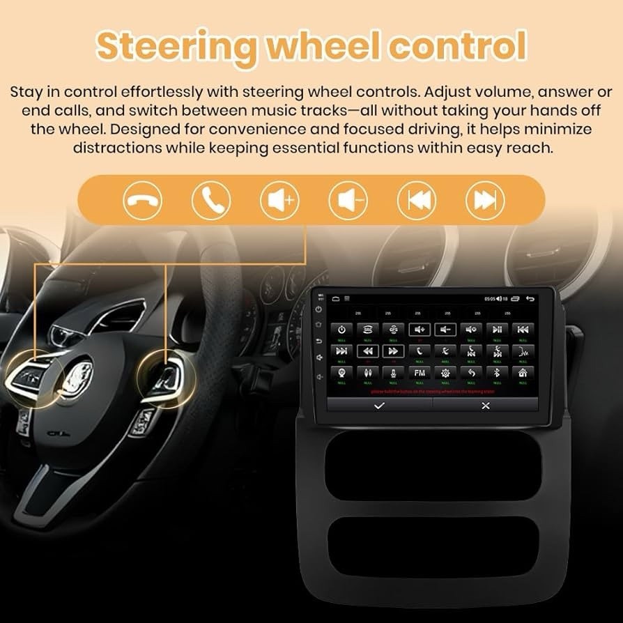 Mnasico 9in 2 DIN Android Car Radio Touchscreen Bluetooth GPS Wireless CarPlay