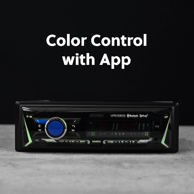 12-Character LCD Single DIN Car Stereo | RGB Colors | Bluetooth Hands-Free | USB