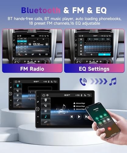 10.4“ Wireless CarPlay Stereo Single Din Car Radio,2025 Upgraded Rotatable HD