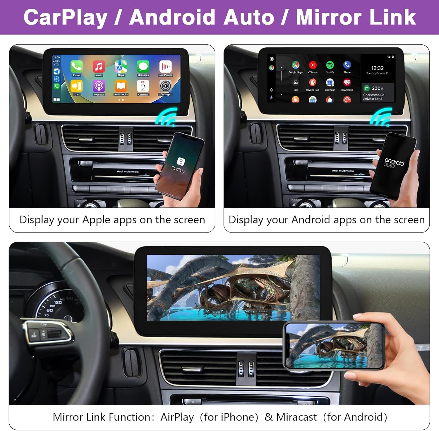 12.3″ For 2008~2016 AUDI A4 S4 SR4 A5 S5 SR5 8+64G CarPlay Car Stereo Radio GPS