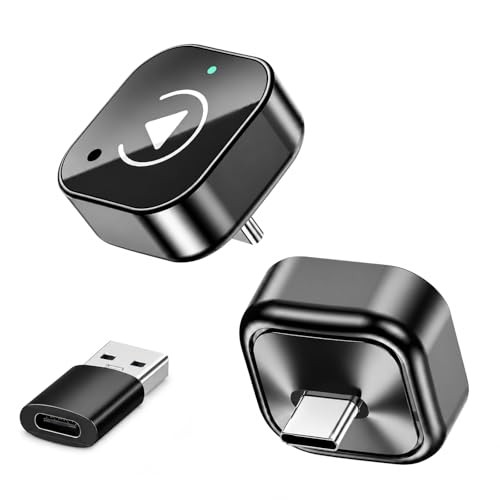 USB-C Wireless CarPlay & Android Auto Adapter with USB-A Converter, Gloss Black