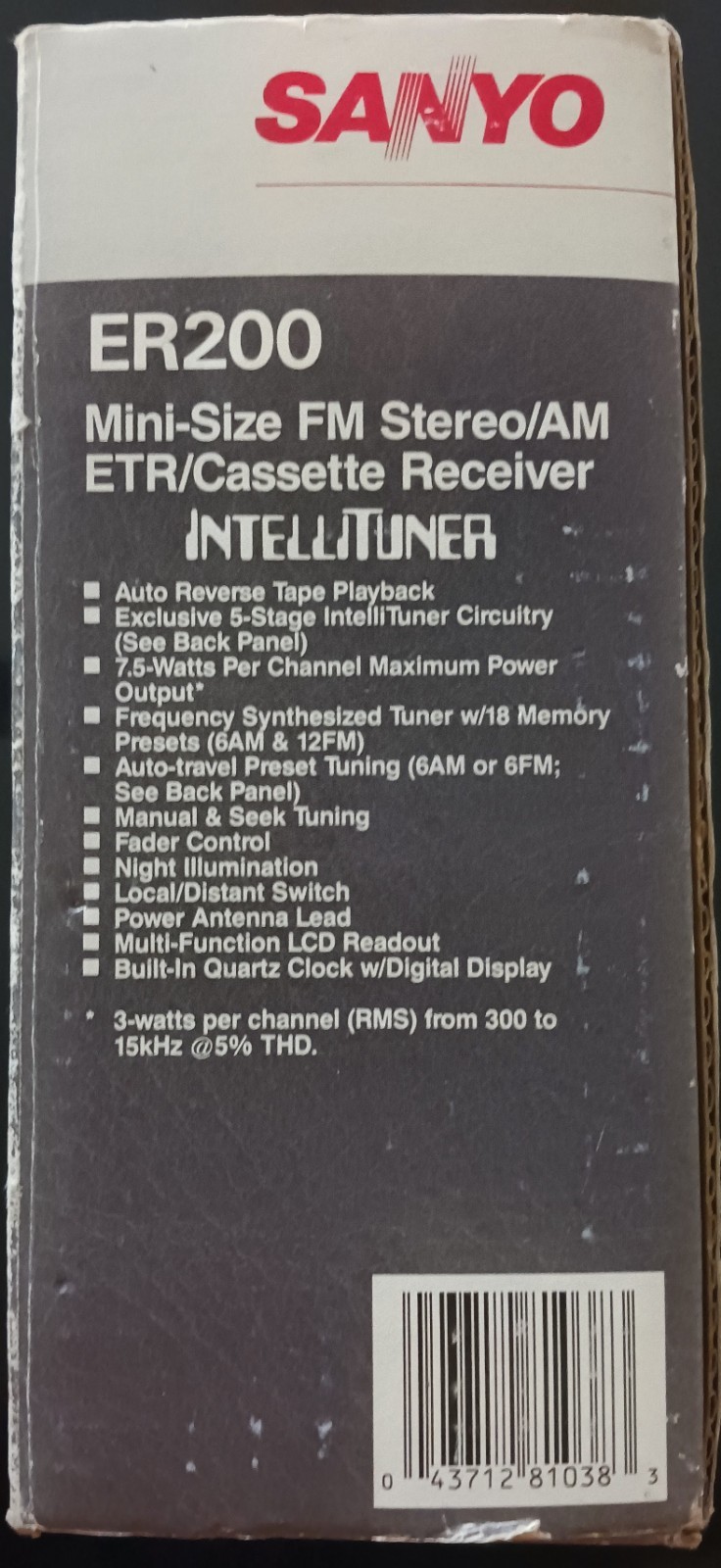SANYO ER200 IntelliTuner 1 DIN AM/FM Cassette Receiver w/ Auto Reverse Clock