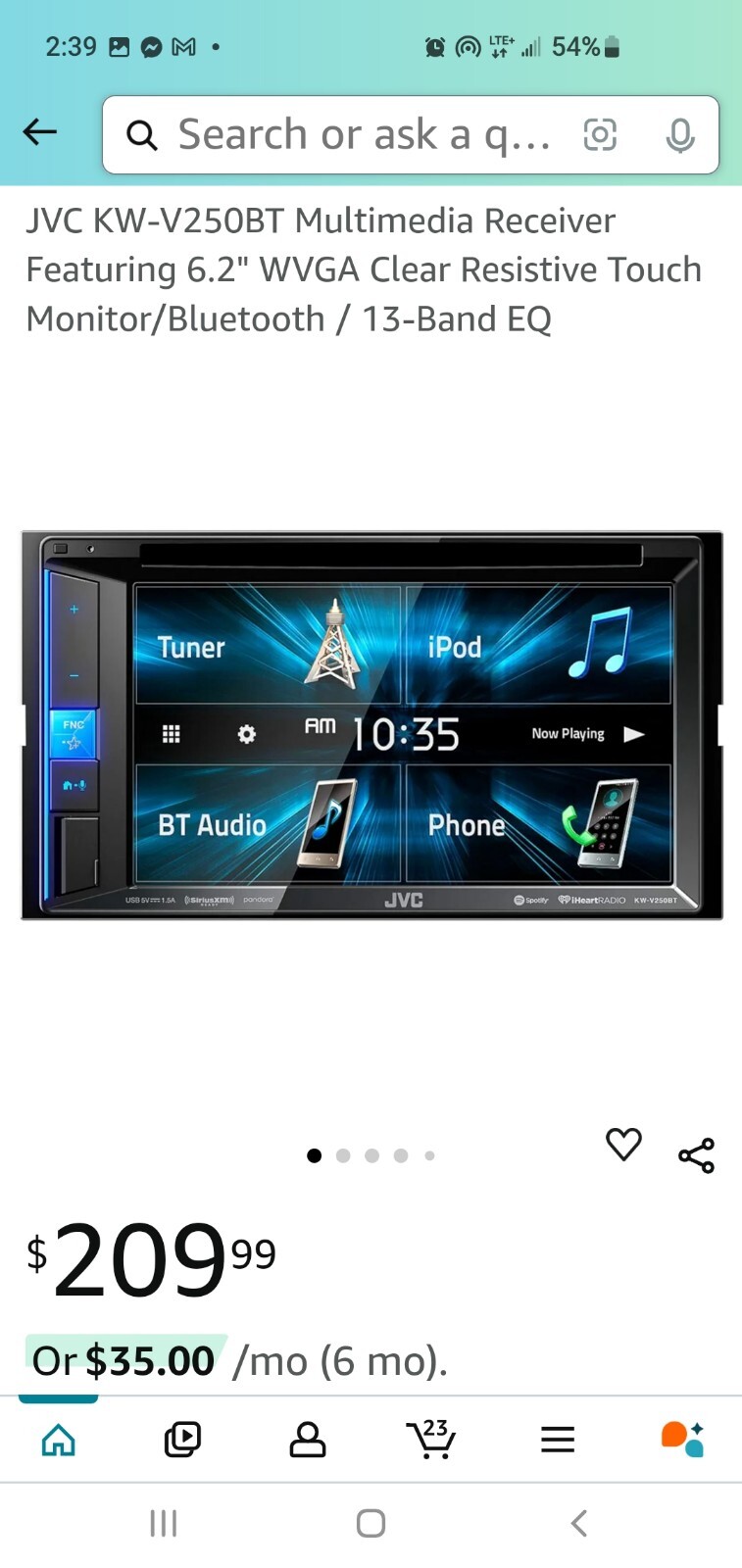 JVC KW-V25BT 6.2″ Touchscreen Multimedia Receiver