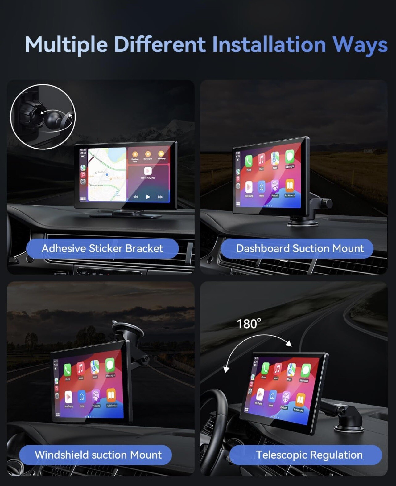 Portable Carplay Screen for Car, VUDDIG 4K Dash Cam, Wireless Carplay Screen …