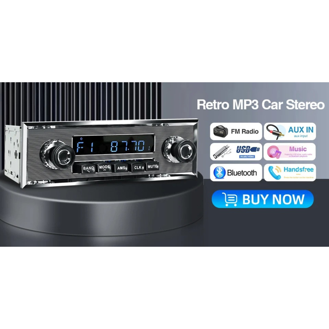 1 Din Car Radio MP3 Player Classic Car Retro Audio Stereo Support FM AUX EQ USB