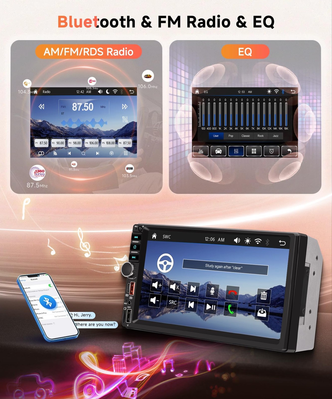 Rimoody Double Din Car Stereo, 7 Inch Touch Screen Wireless Carplay & Android…