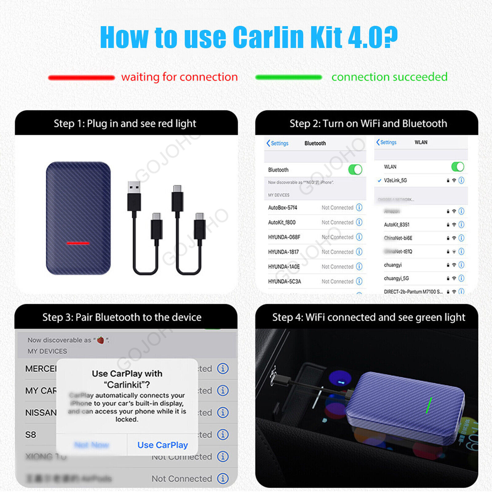 Carlinkit 4.0 Wireless CarPlay Box Android Auto for Dongle Car Player Activator