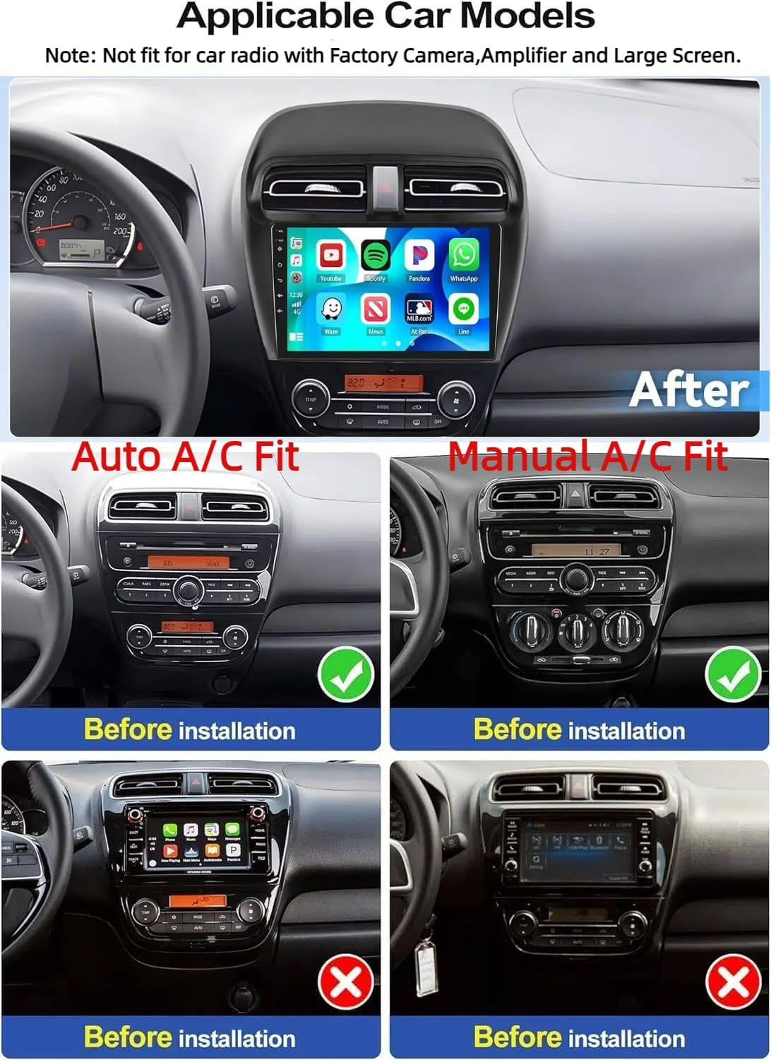 2+64G Latest Android Car Stereo for Mitsubishi Mirage 2012-2023,9 Inch Touch Scr