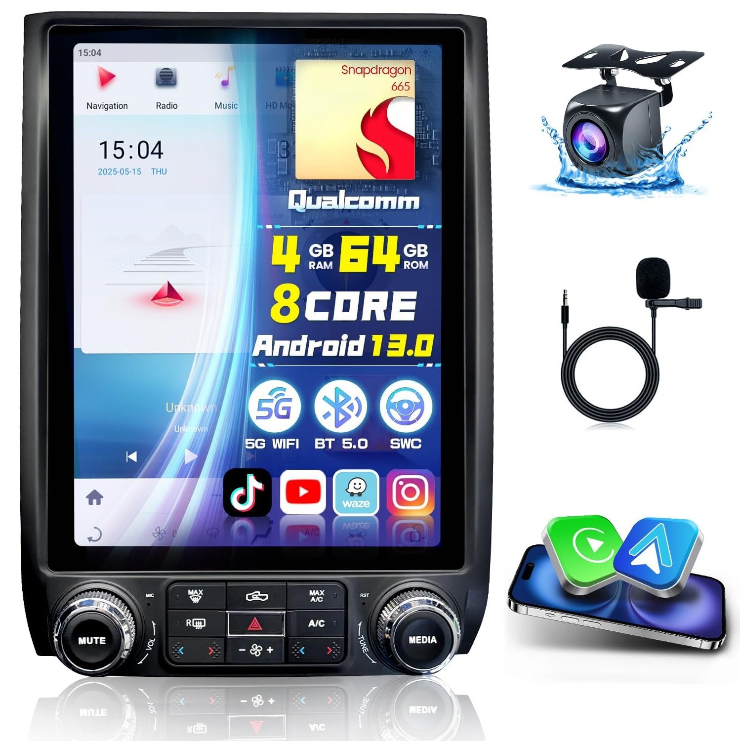 12.1″Tesla Style Android 13 Carplay Radio GPS For Ford Expedition 2015 2016 2017
