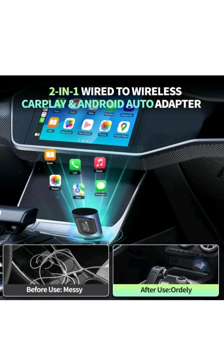Wireless CarPlay Adapter 2-in-1 Wired to Wireless CarPlay & Android Auto Adapter