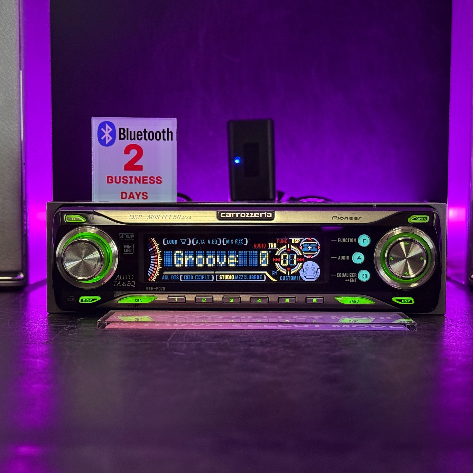 Pioneer Carrozzeria MEH-P070 Car Audio MD Player 1DIN DSP Added Bluetooth Stock