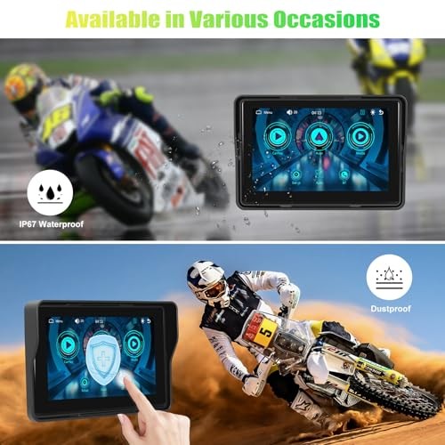 Motorcycle CarPlay Screen, 5″ Waterproof Portable Wireless CarPlay Android
