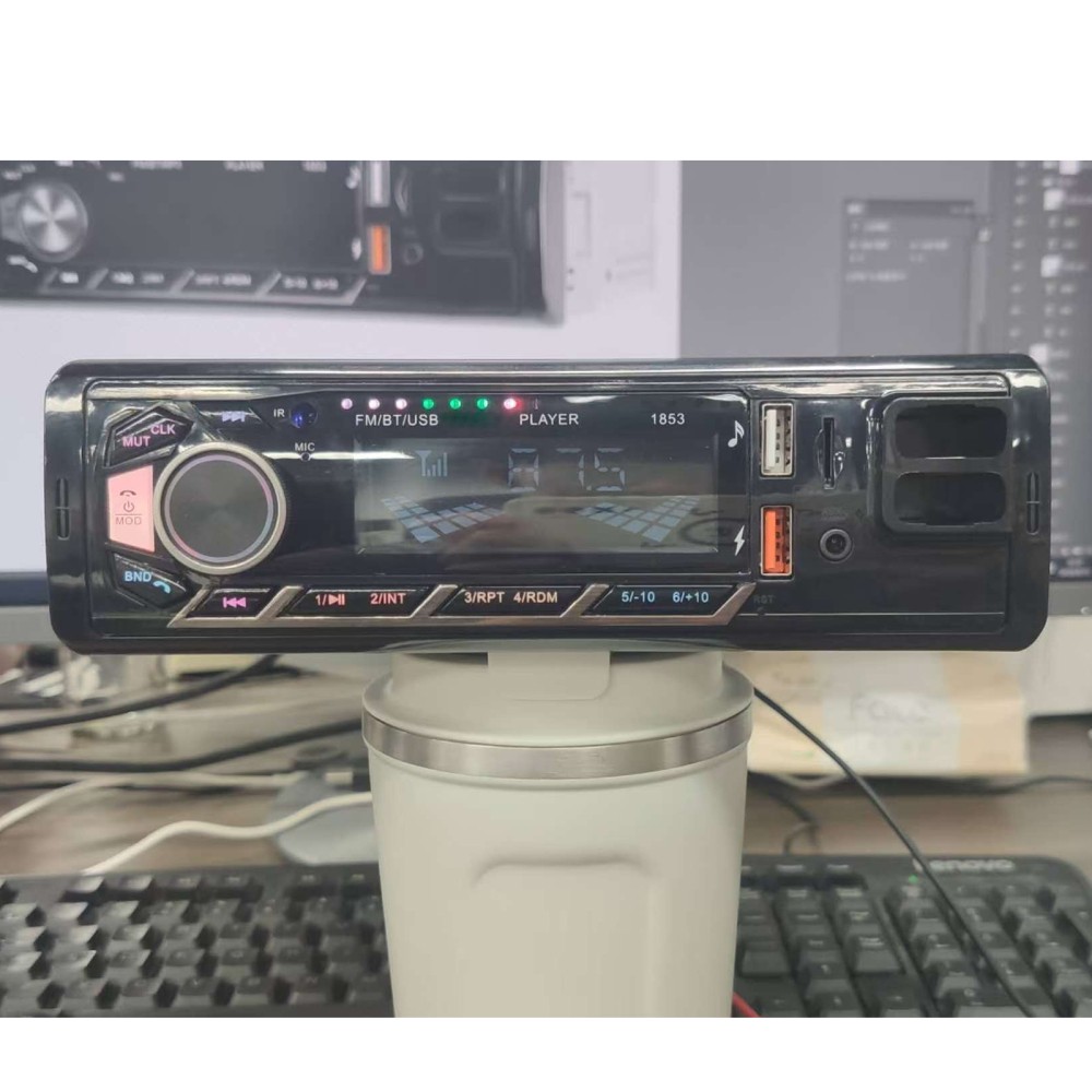 Single 1DIN Car Radio Stereo Bluetooth FM USB AUX Audio In-dash w/ Phone Holder
