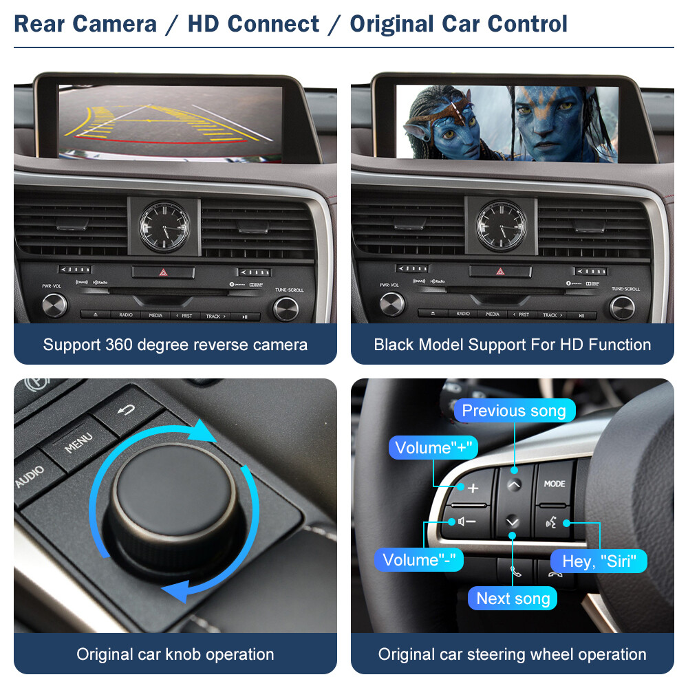 Wireless Carplay Android Auto Car Retrofit Module For Lexus RX 2016-2019 Mirror