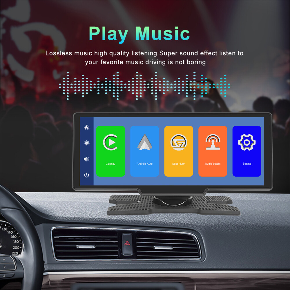 10.26″ 2K Car Portable Wireless Apple CarPlay Android Auto Touch Screen Radio FM
