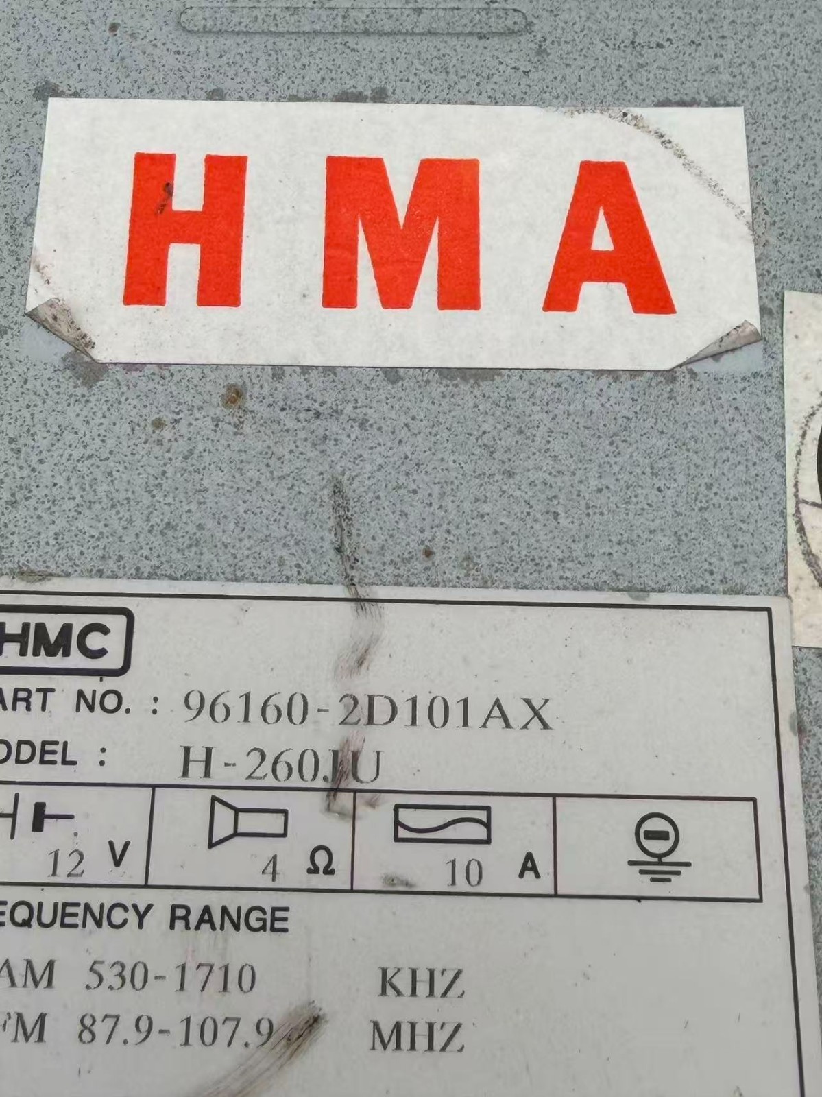 Hyundai Factory CD FM/AM Radio Part No. 96160-2D101AX H-260JU