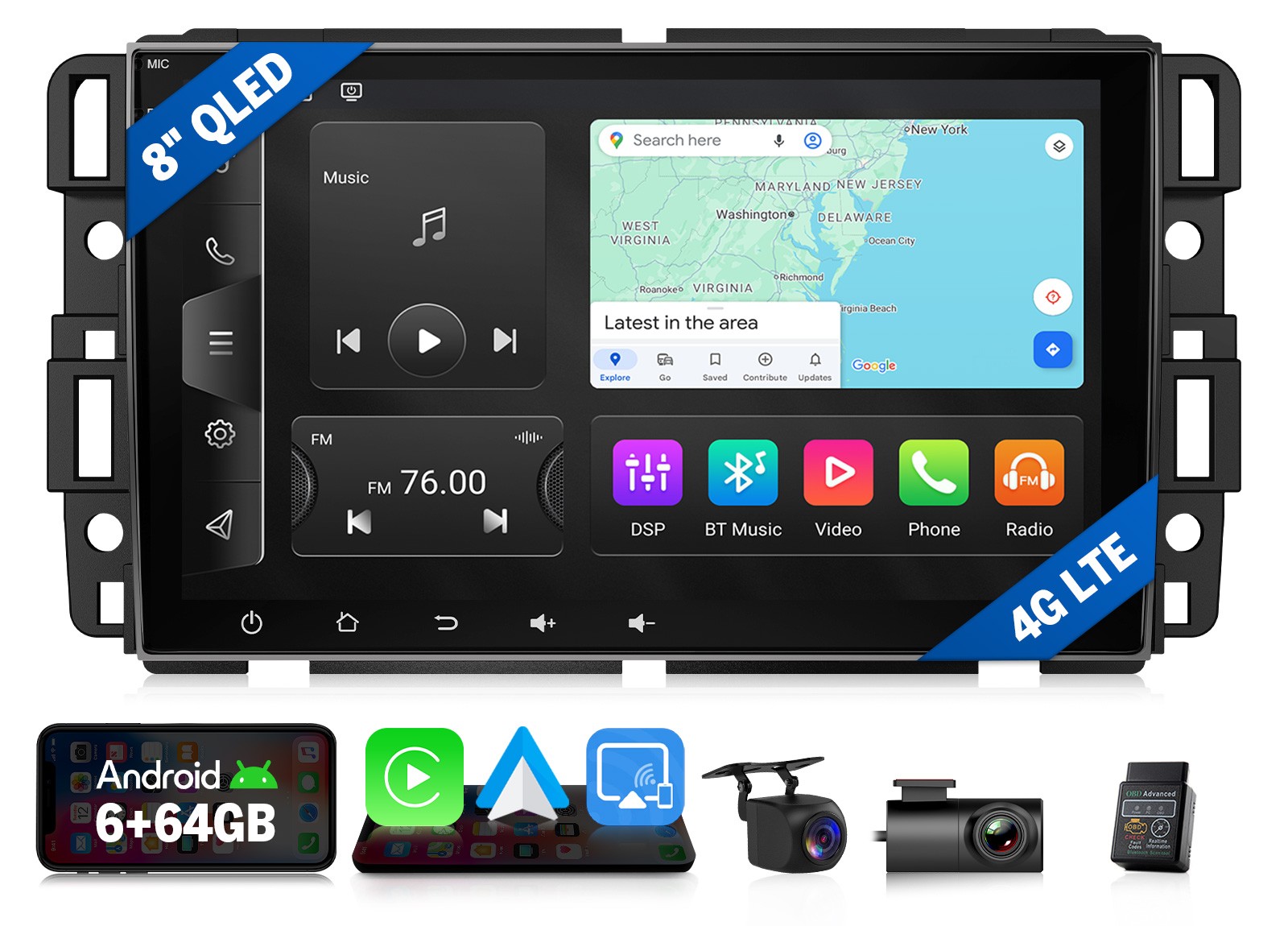 GMX6S2 for 2008-2019 Chevy Express Van 8″ Android Car Radio Wireless CarPlay BT