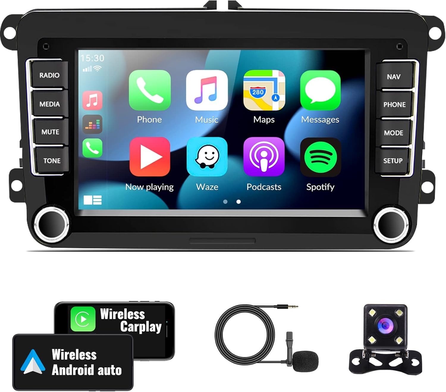 Android Car Stereo 2G+64G Touchscreen GPS Bluetooth WiFi Backup Camera for VW