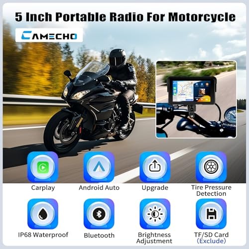 Motorcycle Wireless CarPlay & Android Auto Screen, 5″ IP68 5 Inch+IP68