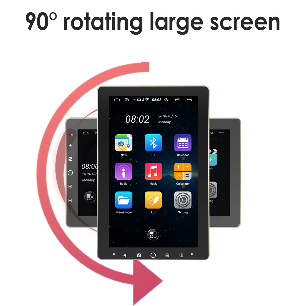 1X Double 2DIN Rotatable 10.1” Android 9 Touch Screen Car Stereo Radio GPS Wifi