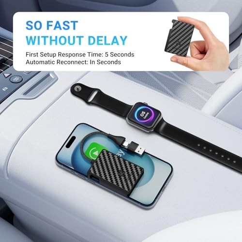 Apple CarPlay Wireless Adapter, Convert Wired CarPlay to carbon fiber color