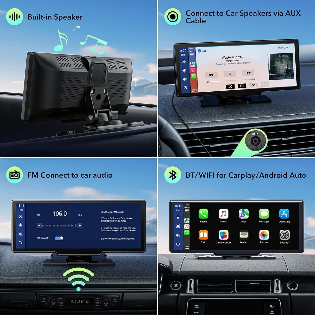 2.5K Dash Cam Wireless Apple Carplay Android Auto 9.26in Car Stereo + Backup Cam
