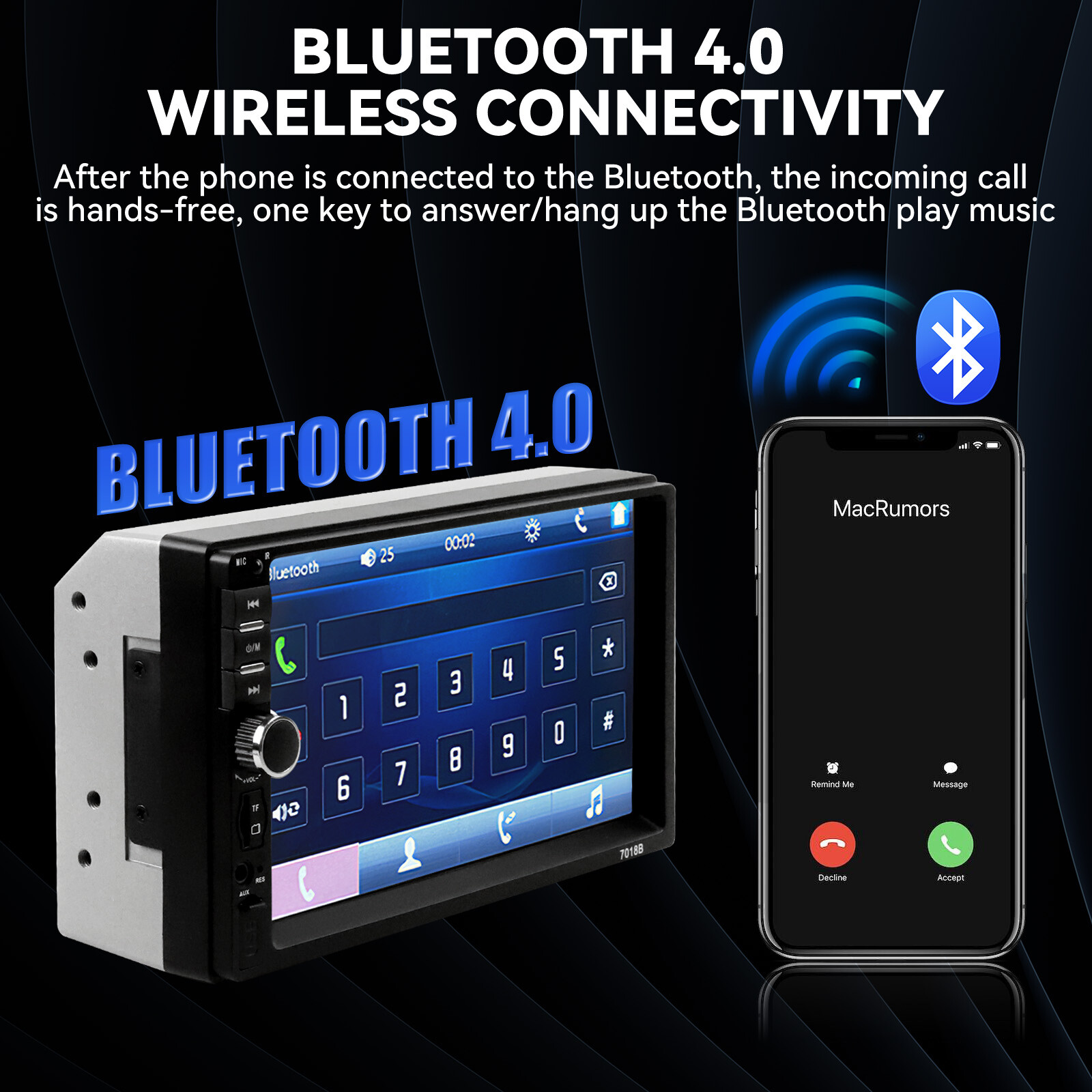 Single 1/2 Din Touch Screen Stereo Bluetooth Radio Car Apple/Android Carplay GPS