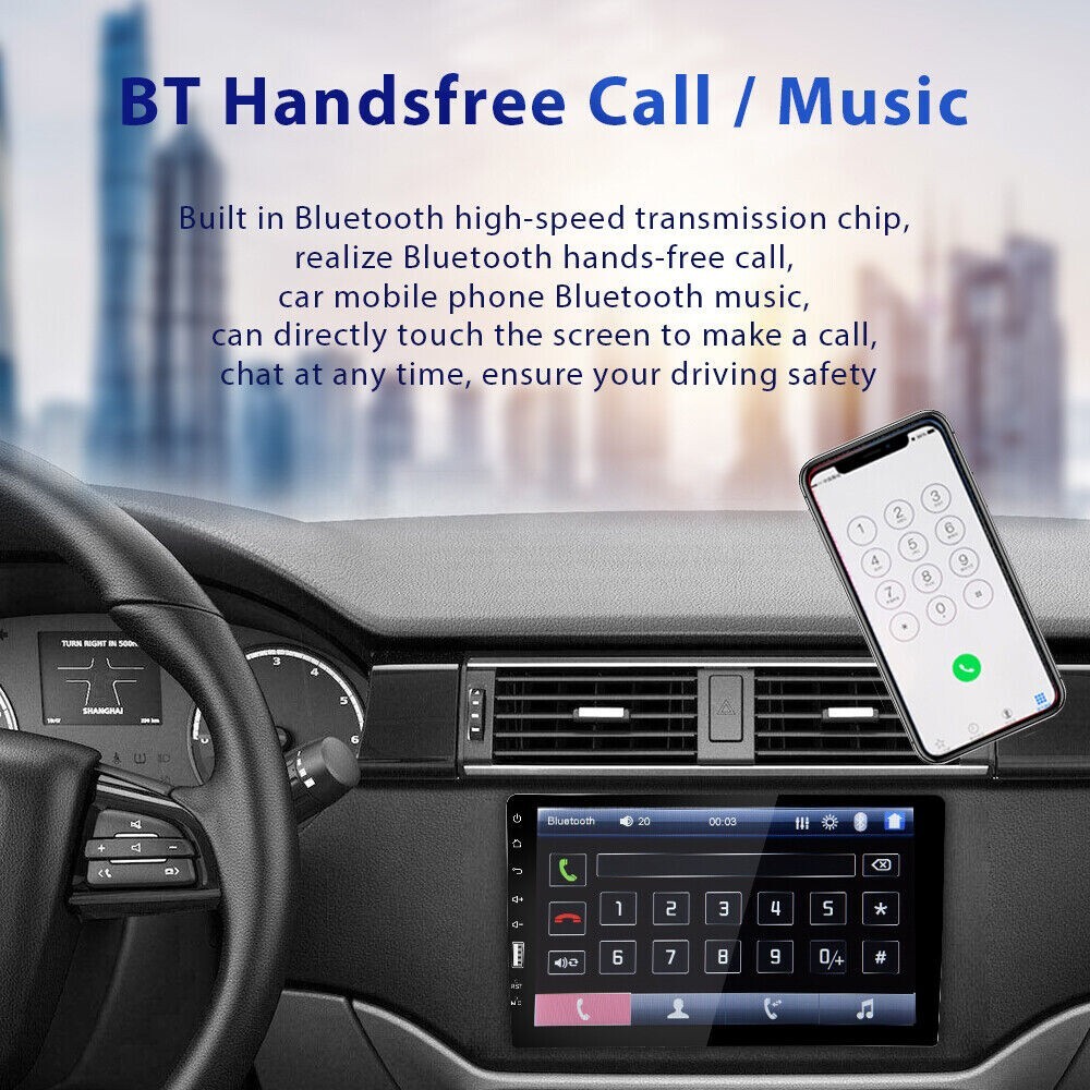 Single Din 9″ Car Stereo Android/Apple Carplay Radio Touch Screen Player+ Camera