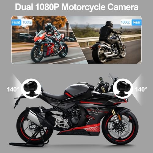 Artman Motorcycle Dash cam Front and Rear, 7” IPS Touch Screen, Portable