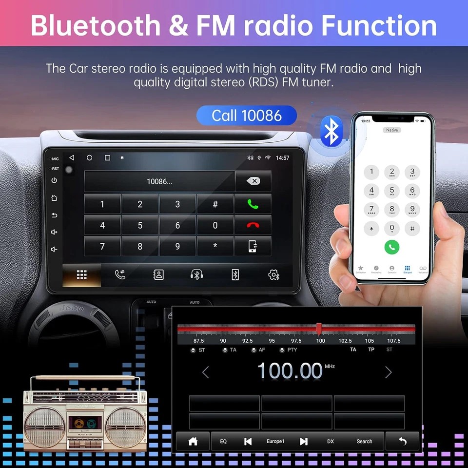 For Jeep Wrangler 2007-2017 Android 15 Car Radio Stereo Touch Screen Carplay GPS
