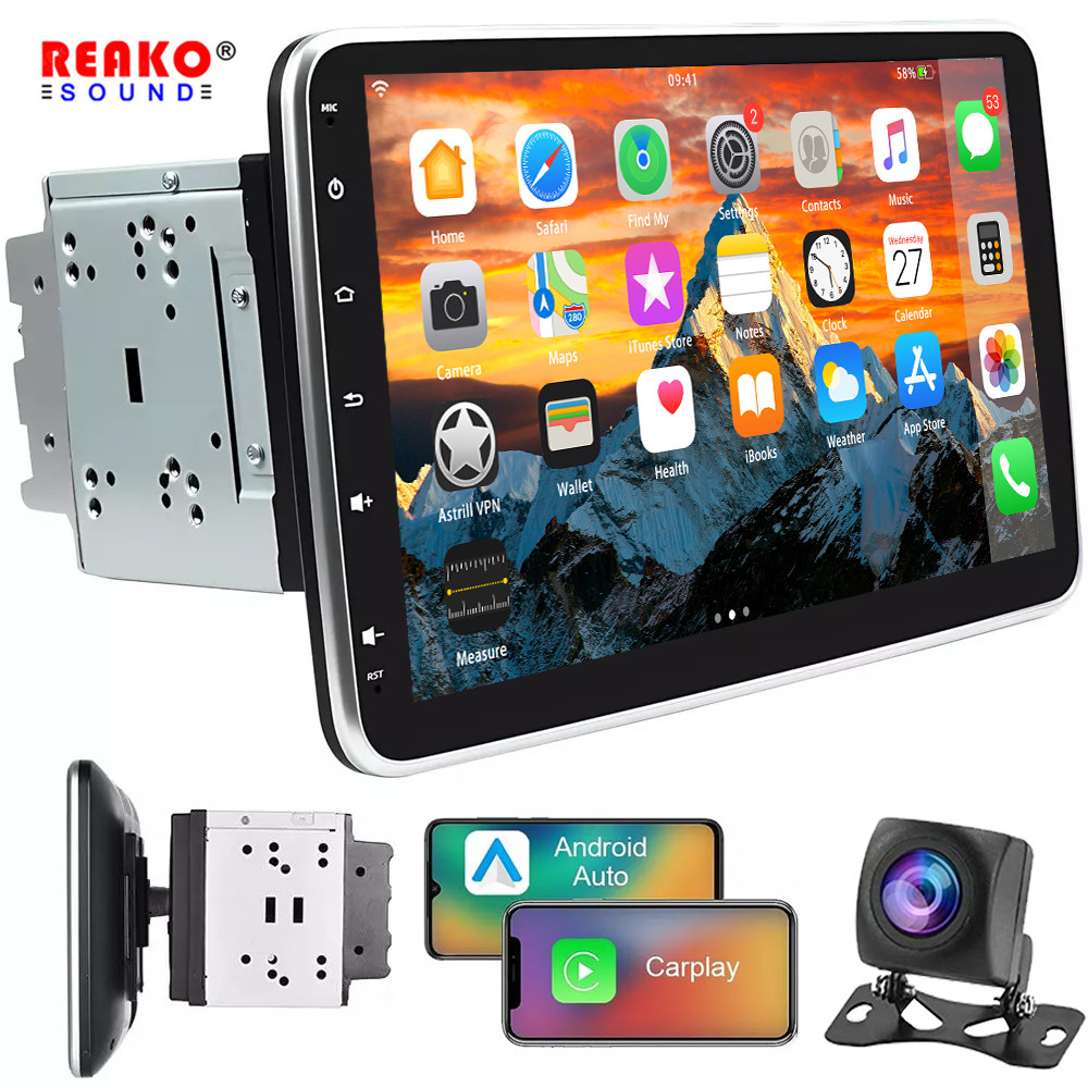 Android 13 Double 2DIN 10” Rotatable Car Stereo Radio Carplay GPS Wifi USB RDS
