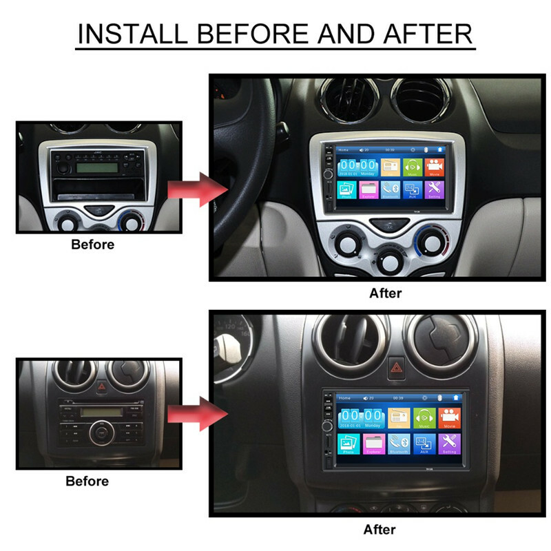 Car Models 7” Touch Screen Radio Mp5 Player Bluetooth Audio Rear View Camera