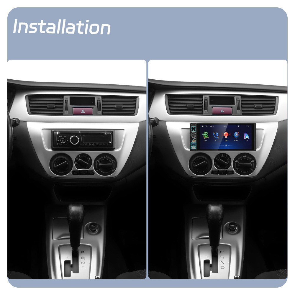 Single Din Car Stereo Wireless Apple CarPlay 6.8 touchscreen Bluetooth Radio USB