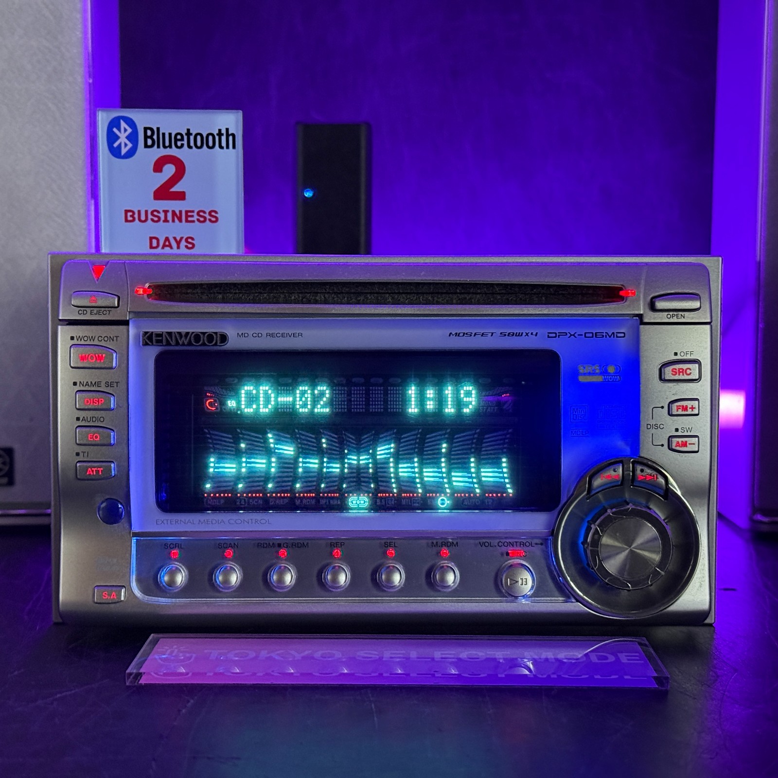 KENWOOD DPX-06MD 2DIN Car Audio CD MD Player JDM Added Bluetooth Tested In Stock