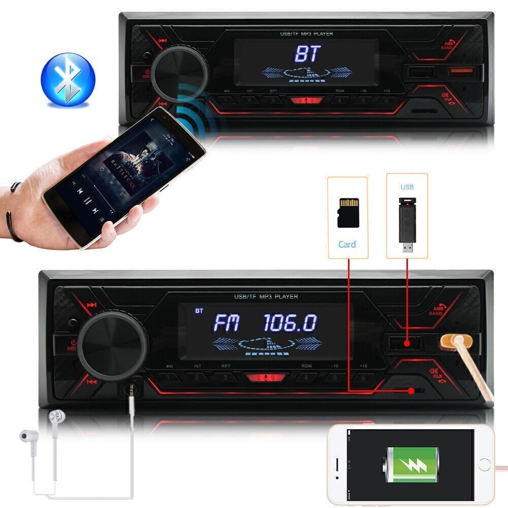 Bluetooth Car Stereo Audio In-Dash FM Aux Input Receiver SD USB MP3 Radio Player