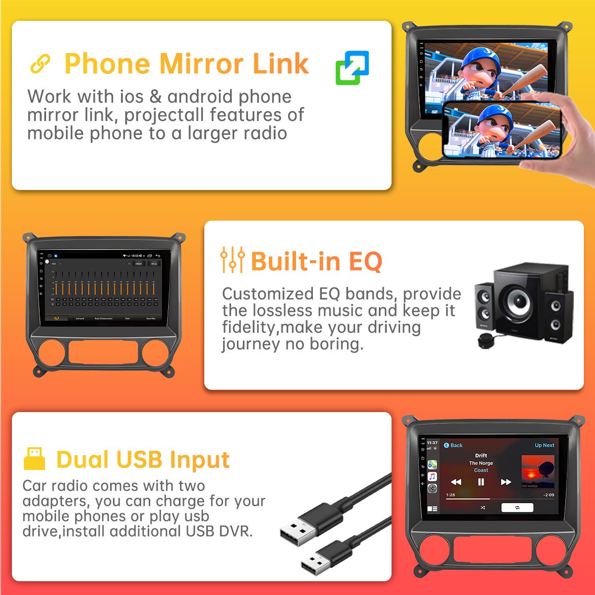 Car Radio Stereo Carplay For 2014-2018 Chevrolet Silverado 4+64G 10in Car Player