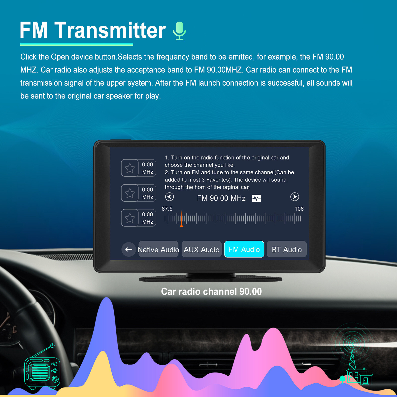 Car DVR Dash Cam Auto Monitor Portable Car Radio Bluetooth Player Night Vision