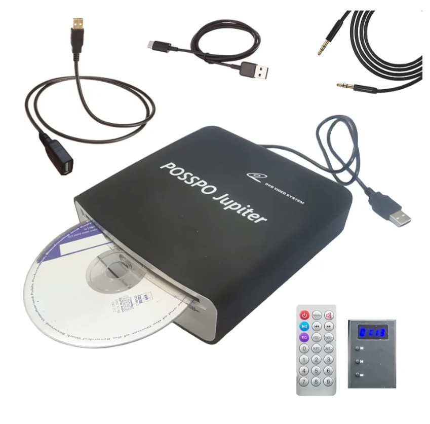 Jupiter USB CD Player for Car Auto, Portable External CD DVD Player, USB Plug &