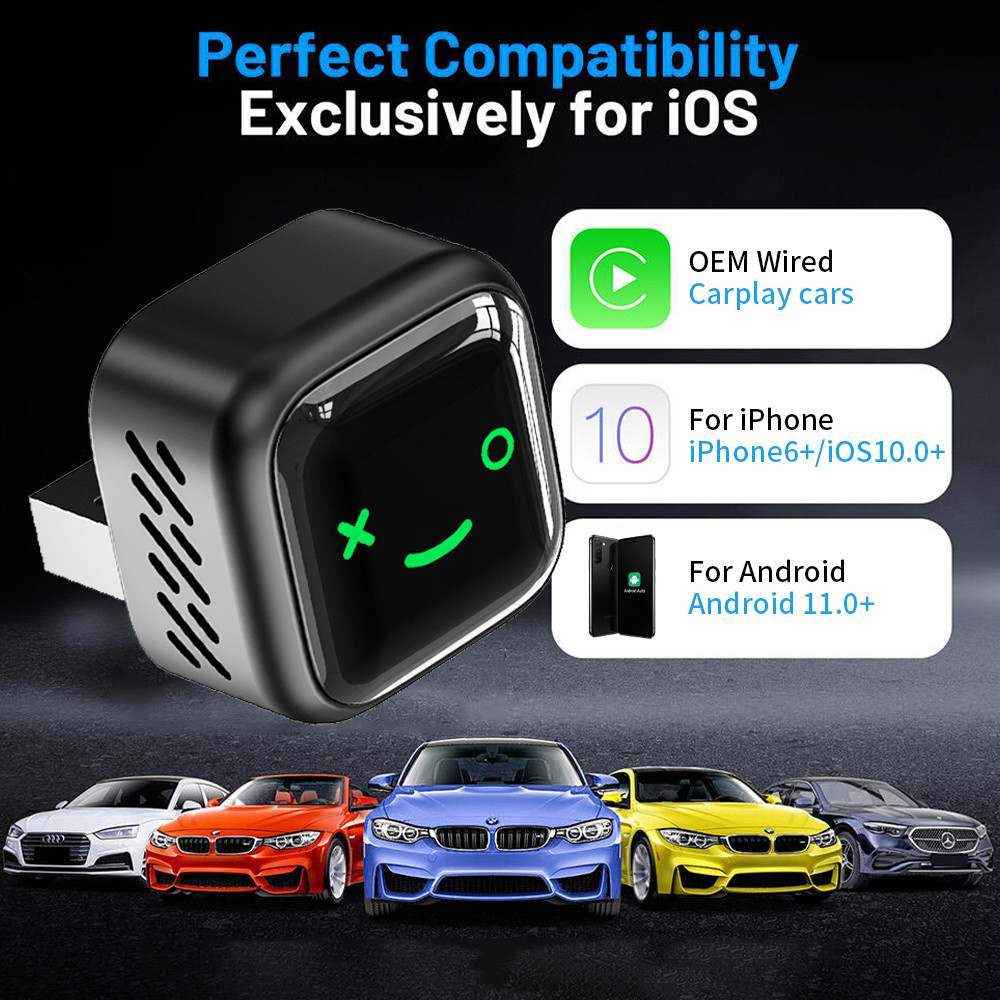 Wireless CarPlay Adapter for Apple iPhone & Android Auto USB Adapter Plug & Play